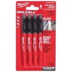 Set de 4 marqueurs couleurs Milwaukee Inkzall noir-rouge-bleu-vert - 48223106 -Mesure et traçage Soldes 2022 AFD 162133