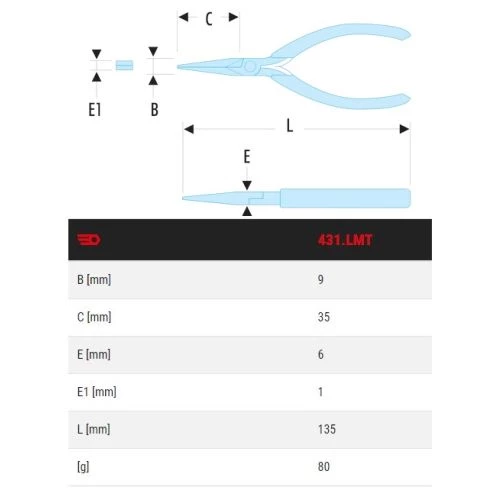 Pince de préhension Micro-Tech® Facom à becs effilés 431.LMT 4 Pince de préhension Micro-Tech® Facom à becs effilés 431.LMT – Image 2