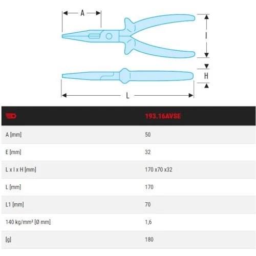 Pince à becs demi-ronds isolée Facom 1000 V série VSE 193.16AVSE 4 Pince à becs demi-ronds isolée Facom 1000 V série VSE 193.16AVSE – Image 2